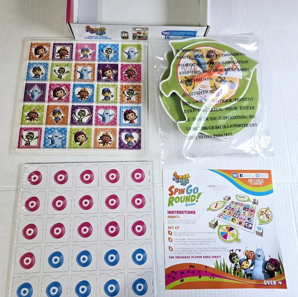 Beat Bugs Spin Go Round Game Kids Board Game Ages 3+ Complete 2-4 Players